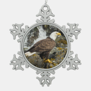 Proud Bald Eagle Schneeflocken Zinn-Ornament
