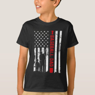 Proud Baseball Vater American Flag Sports T-Shirt