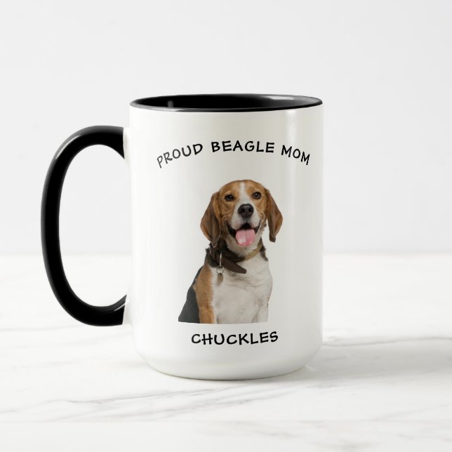 Proud Beagle Mama Personalisiert Hunde Foto Kaffee Tasse (Links)