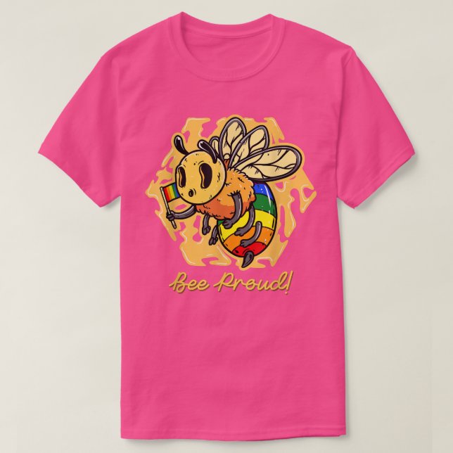 Proud Bee LGBT Rainbow Flag Lesbian Gay Biseual Tr T-Shirt (Design vorne)