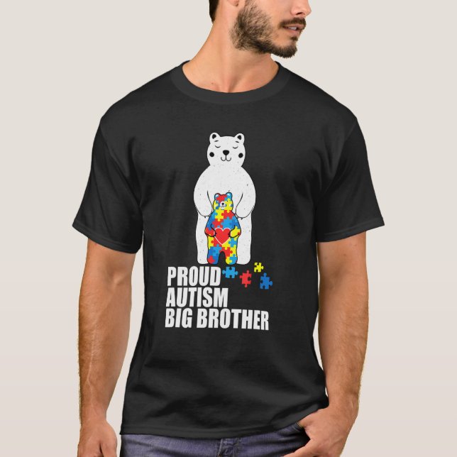 Proud Big Brother Bären Autismus Bewusstsein Autis T-Shirt (Vorderseite)