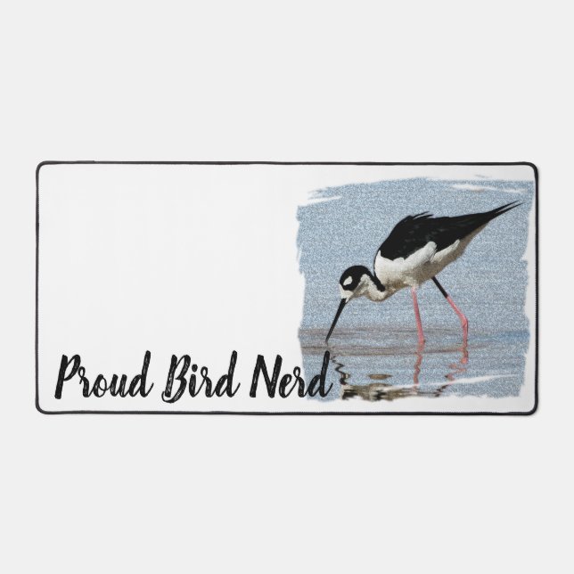 Proud Bird Nerd Schwarz-weiß Coast Beach Vogelbeob Schreibtischunterlage (Vorderseite)