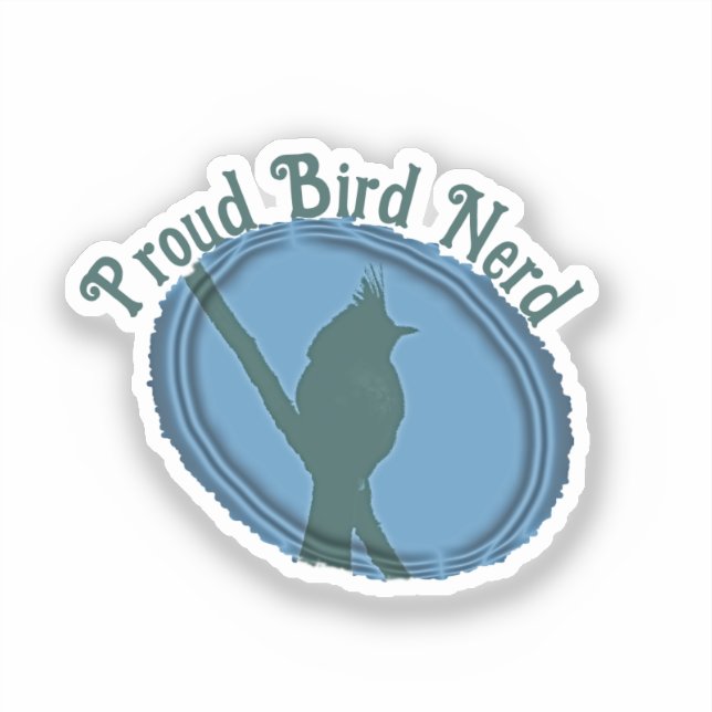Proud Bird Nerd Silhouette Blue Gray Vogelbeobacht Aufkleber (Vorderseite)