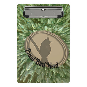 Proud Bird Nerd Silhouette Brown Green Vogelbeobac Mini Klemmbrett