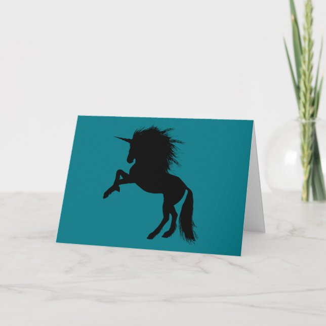 Proud Black Unicorn Silhouette Fantasy Animal, ZKA Karte (Vorderseite)