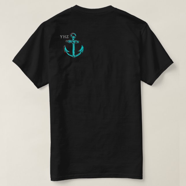Proud Bluenoser Halifax YHZ Nova Scotia Anker T-Shirt (Design Rückseite)