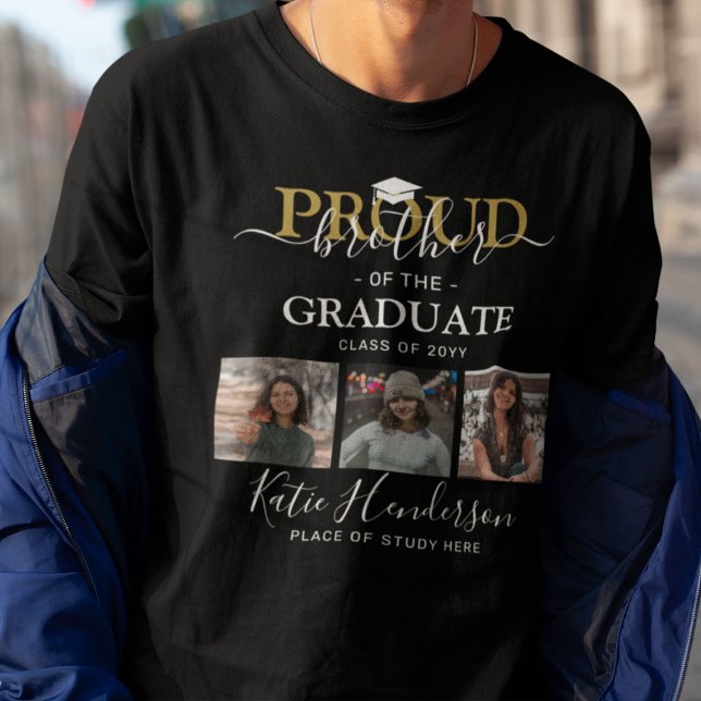 Proud Bruder des Graduate Foto Collage T-Shirt (Von Creator hochgeladen)