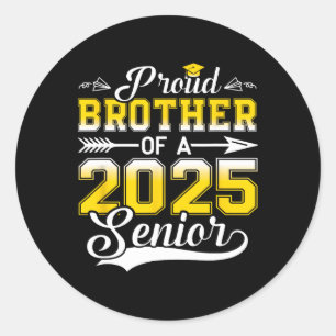 Proud Bruder eines Senior Graduate 2025 Runder Aufkleber