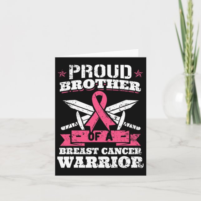 Proud Bruder von Brustkrebs Krieger rosa Awaren Karte (Vorderseite)