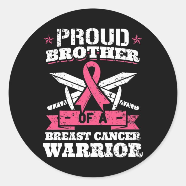 Proud Bruder von Brustkrebs Krieger rosa Awaren Runder Aufkleber (Vorderseite)