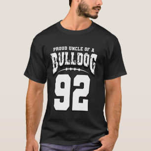 Proud Bulldog Football Uncle of Player 92 T-Shirt