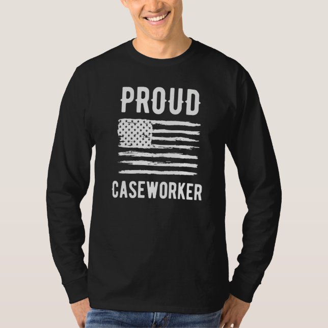 Proud Case Manager Profession American Flag Premiu T-Shirt (Vorderseite)