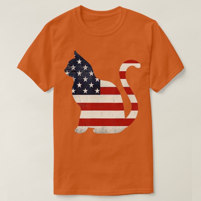 Proud Cat 4. Juli American Flag Collections T-Shirt (Design vorne)