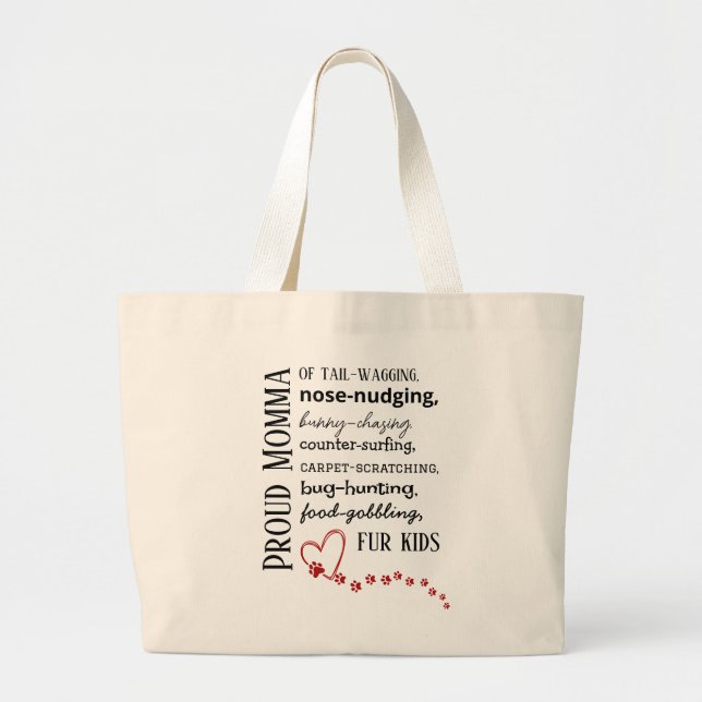 Proud Cat & Dog Momma Tote Bag Jumbo Stoffbeutel (Vorne)