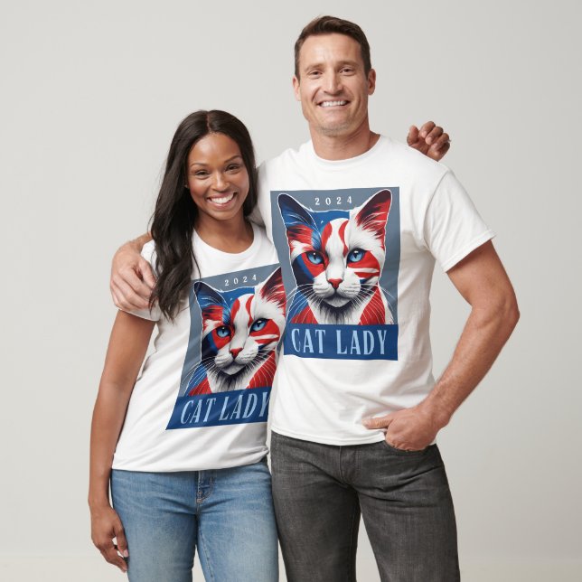 Proud Cat Lady Democrat 2024 US-Wahl T-Shirt (Unisex)