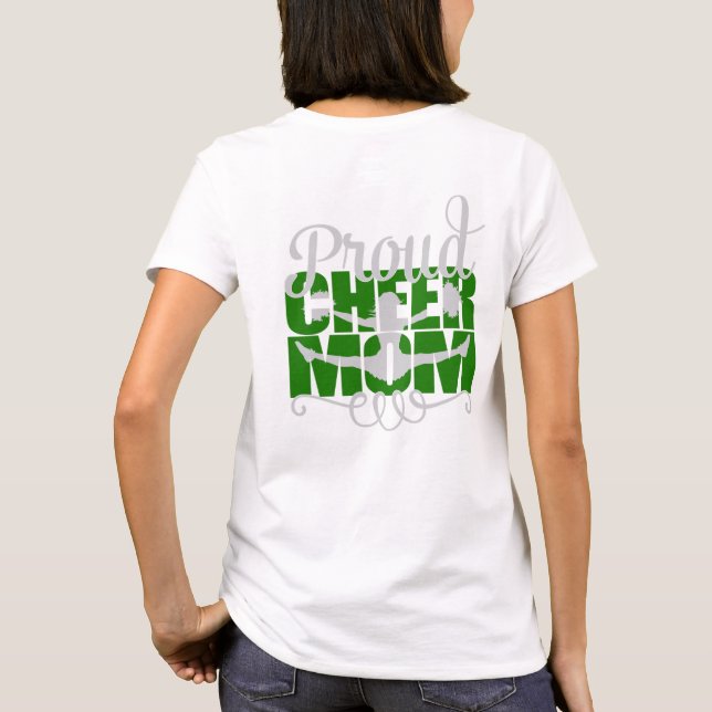 Proud Cheer-Mama in Greenwith Monogram-Initial T-Shirt (Rückseite)