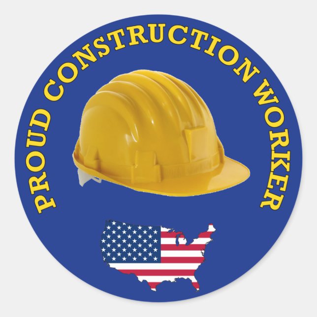 Proud Construction Worker Hardhat Runder Aufkleber (Vorderseite)