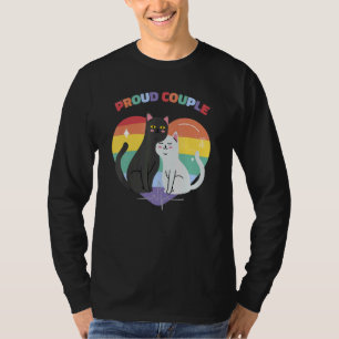 Proud Couple Cat Lgbt Gay Lesbian Rainbow Pride T-Shirt