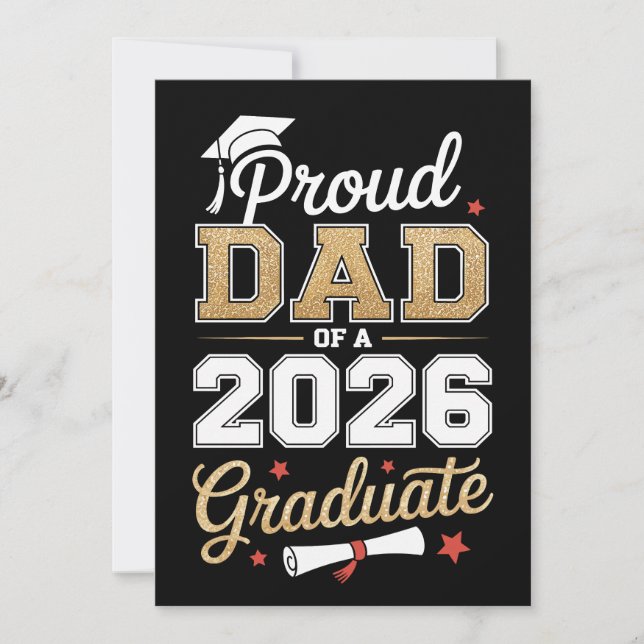Proud Dad Of A 2026 Graduate Class Of Graduation Ankündigung (Vorderseite)