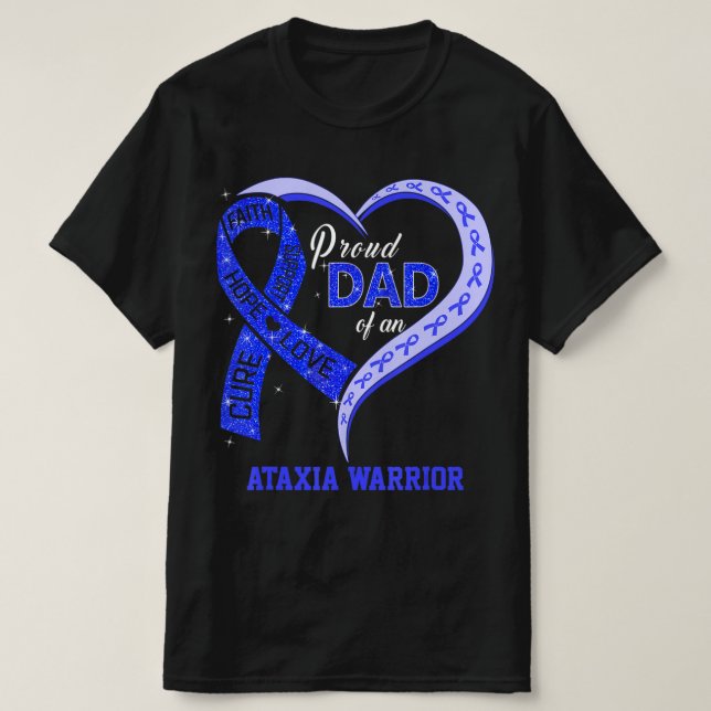 Proud Dad Of An Ataxia Warrior Blue Ribbon Matchin T-Shirt (Design vorne)