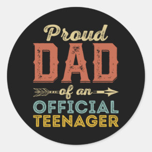 Proud Dad of Official Teenager 13th Birthday Runder Aufkleber