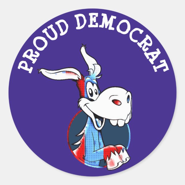Proud-Demokratische politische Party Donkey Patrio Runder Aufkleber (Vorderseite)