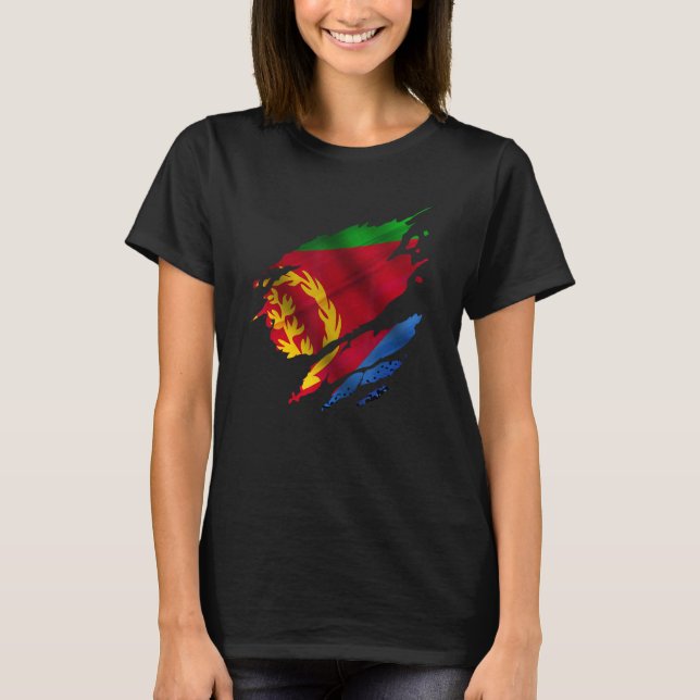 Proud Eritrean Root Torn Ripped Eritrea Flag T-Shirt (Vorderseite)