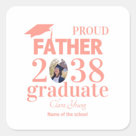 Proud Father personalized graduation Quadratischer Aufkleber