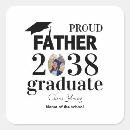 Proud Father personalized graduation Quadratischer Aufkleber