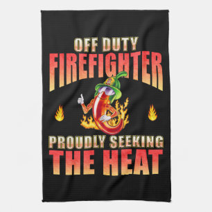 Proud Funny Firefight Volunteer Chili Black Geschirrtuch
