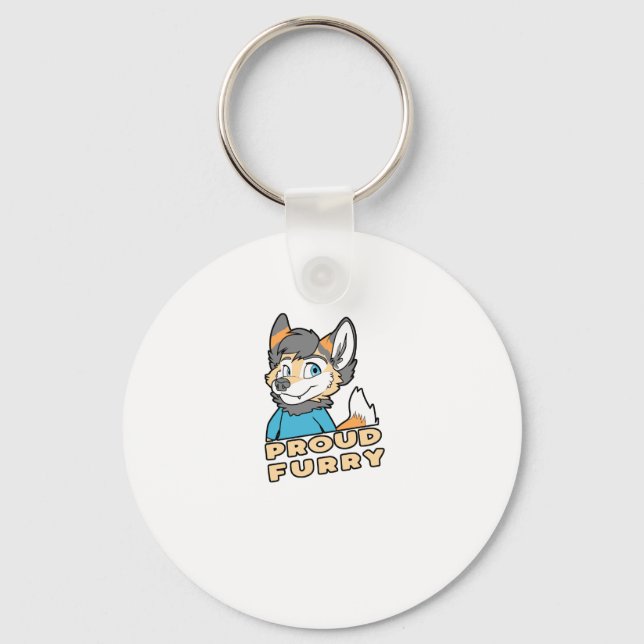 Proud Furry Niedlich Funny Furry Fandom Fursuit Ge Schlüsselanhänger (Vorderseite)