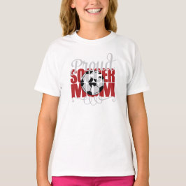 Proud-Fußball-Mama mit roten Buchstaben T-Shirt