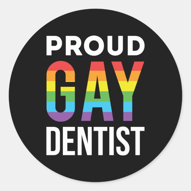 Proud Gay Dentist LBGTQ Rainbow Dentistry Runder Aufkleber (Vorderseite)