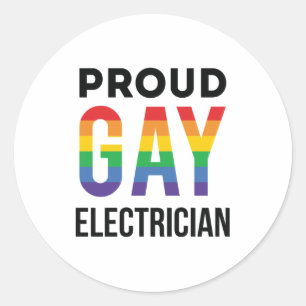 Proud Gay Electrician LGBTQ Monat Runder Aufkleber