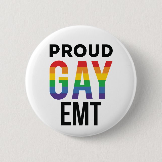 Proud Gay EMT Emergency Medical Technician Button (Vorderseite)