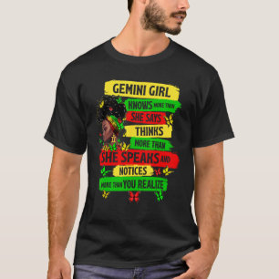 Proud Gemini Girl Melanin Zodiac Birthday Black Wo T-Shirt