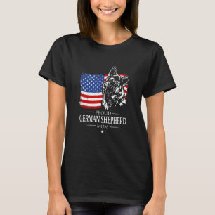 Proud German Shepherd Mama American Flag Patriotic T-Shirt