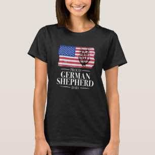 Proud German Shepherd Vater Usa Flag Hund T-Shirt