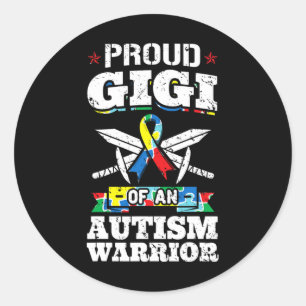 Proud Gigi von einem Autismus Krieger Sensibilisie Runder Aufkleber