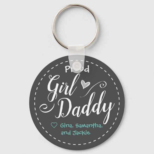 Proud Girl Daddy Personalisiert Schlüsselanhänger (Vorderseite)