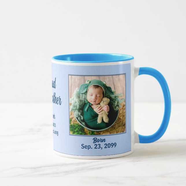 Proud Godmutter Blue New Baby mit Foto Tasse (Rechts)
