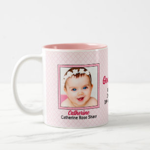 Proud Godmutter Pink Gingham 2 Foto Zweifarbige Tasse