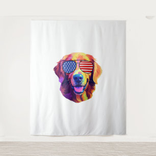 Proud Golden Retriever American Flag Sonnenbrille Wandteppich