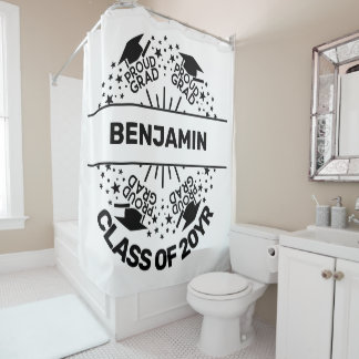 Proud grad Namensklasse Jahr Monogramm Duschvorhang