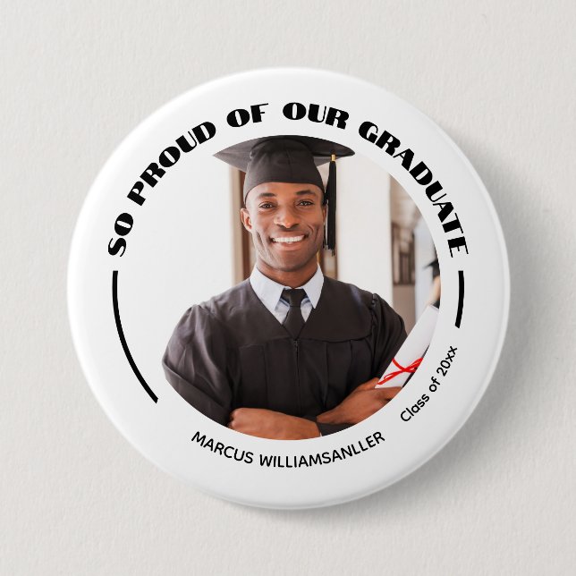 Proud Graduate Foto Abschluss Button (Vorderseite)