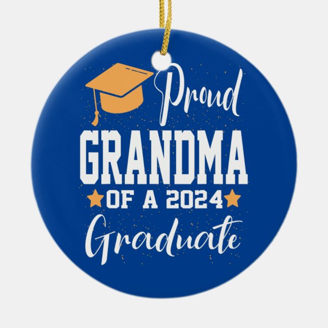 Proud Grandma A Class Of 2024 Graduate Dinosaur Keramik Ornament (Vorne)