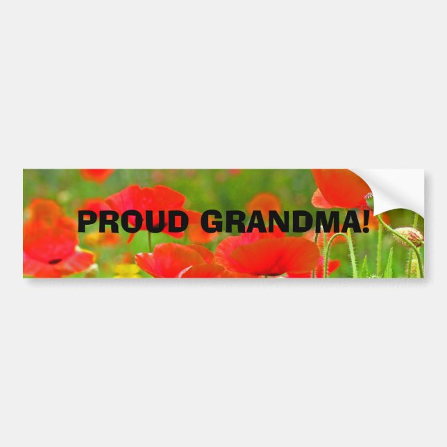 PROUD GRANDMA! Autoaufkleber Mohn Blume (Vorne)