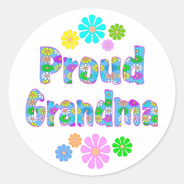 Proud Grandma Runder Aufkleber (Vorderseite)