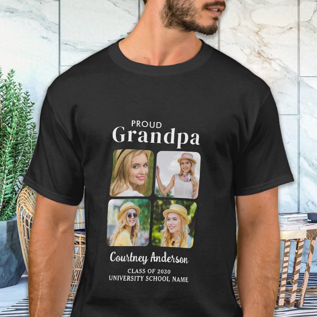 Proud GRANDMPA Modernes 4 Foto Abschluss T-Shirt (Von Creator hochgeladen)