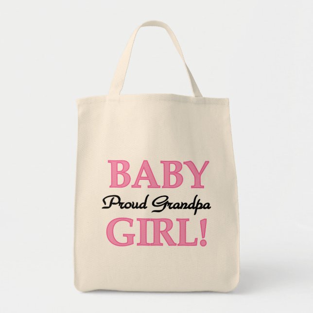 Proud Grandpa Baby Girl T - Shirt und Geschenke Tragetasche (Vorne)